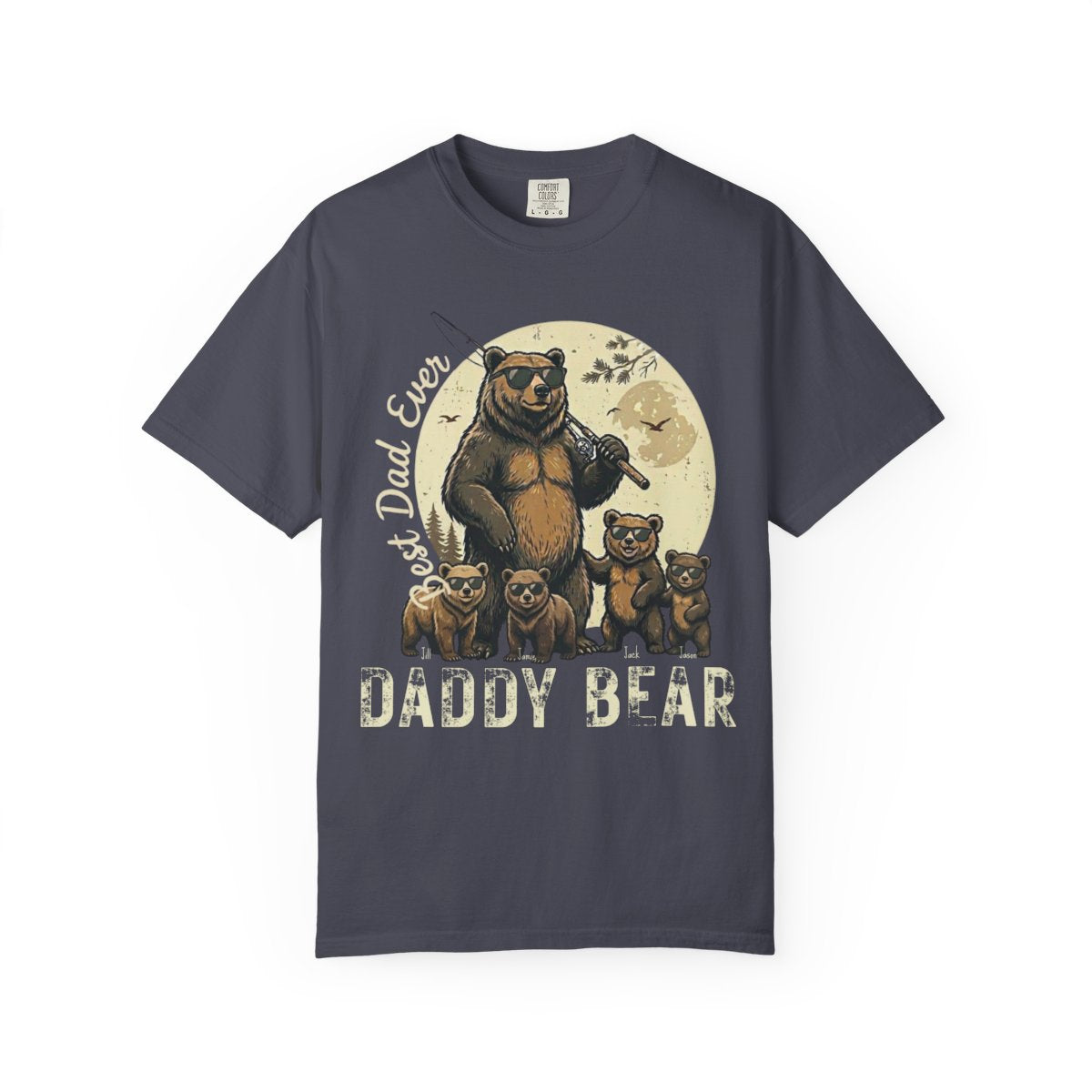 Personalized Daddy Bear Shirt | Custom Dad Bear Tee with Kids Names | Father's Day Gift for Dad | Comfort Colors® 1717