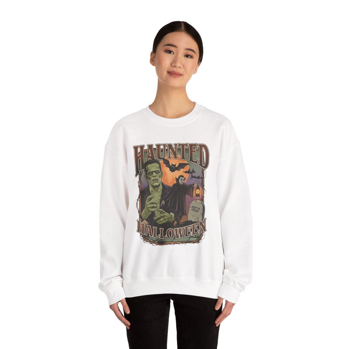 Vintage Haunted Halloween Graphic Tee or Sweatshirt | Retro Frankenstein & Dracula Fall Shirt