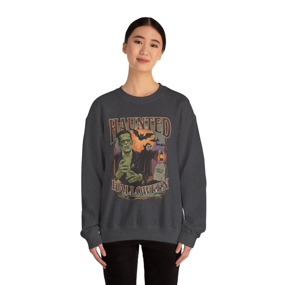 Vintage Haunted Halloween Graphic Tee or Sweatshirt | Retro Frankenstein & Dracula Fall Shirt