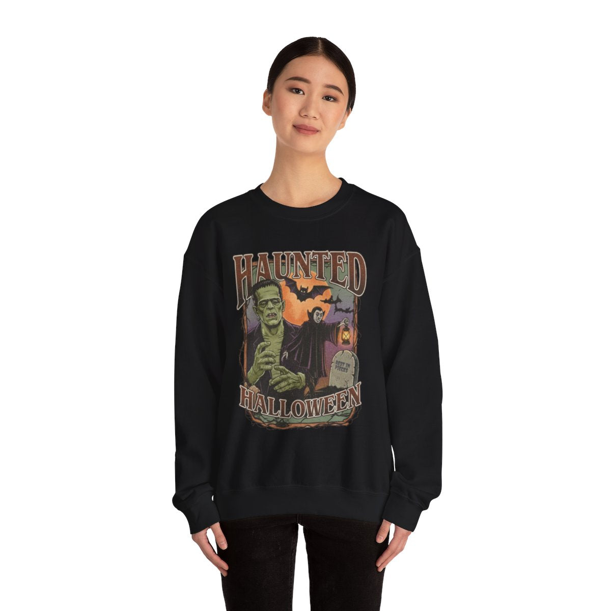 Vintage Haunted Halloween Graphic Tee or Sweatshirt | Retro Frankenstein & Dracula Fall Shirt