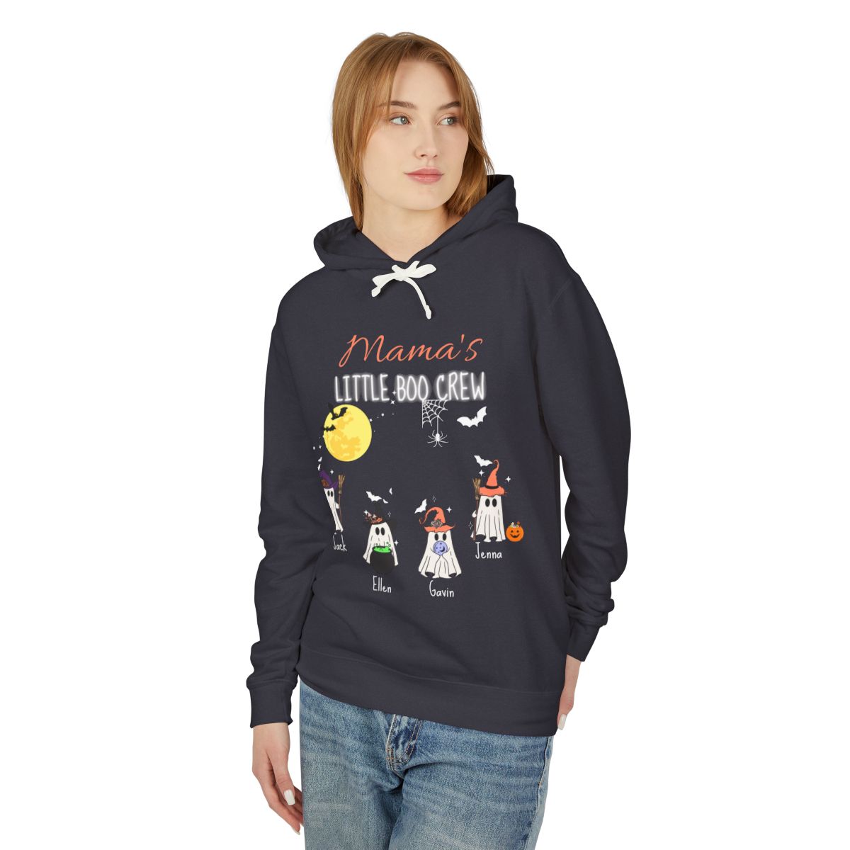 Personalized Halloween Hoodie – Custom “Little Boo Crew” Ghost Sweatshirt with Names & Titles