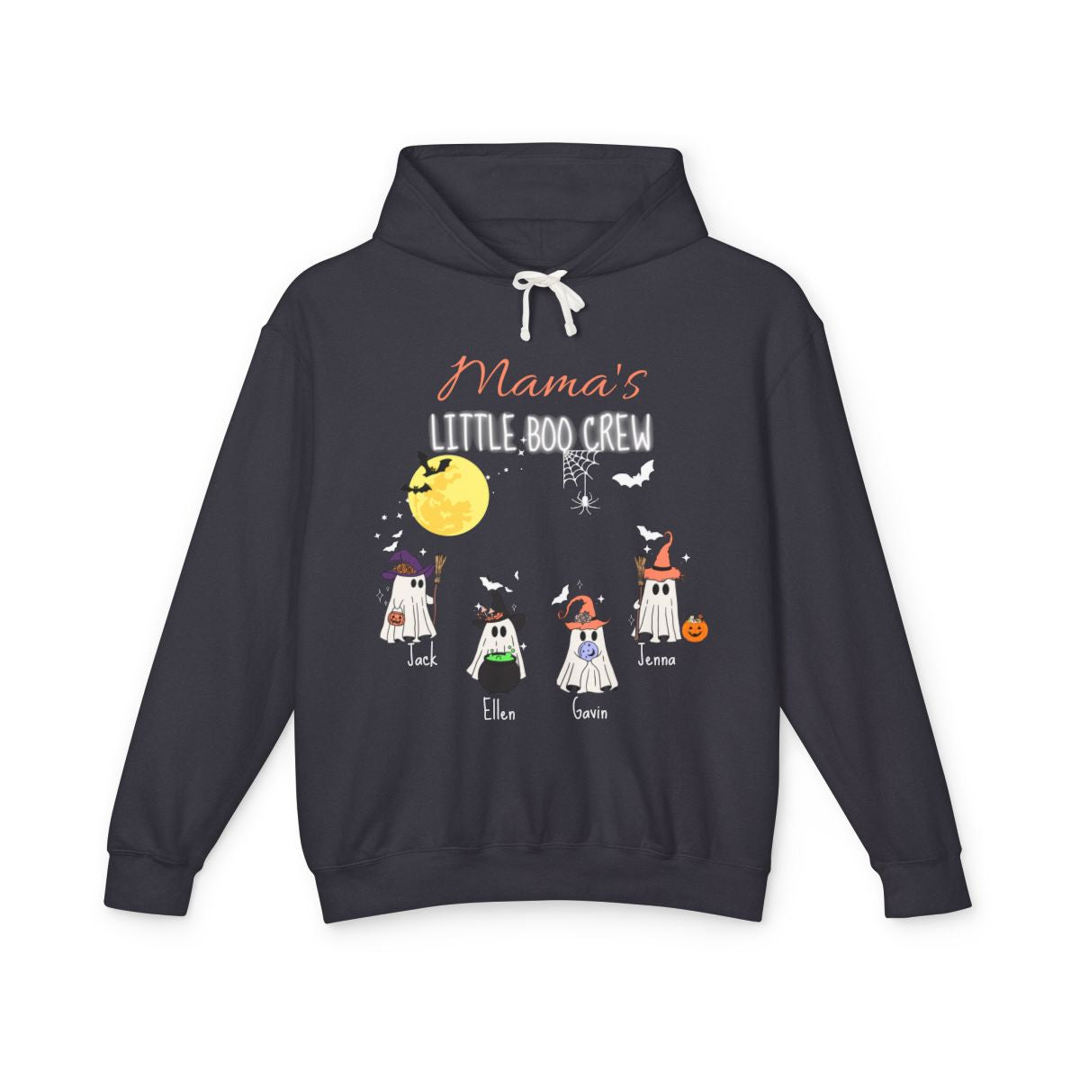 Personalized Halloween Hoodie – Custom “Little Boo Crew” Ghost Sweatshirt with Names & Titles